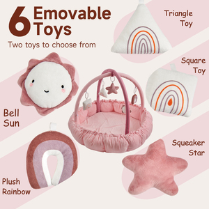 Tapis de jeu pour bébé - Tapis d'activités 3-en-1 avec jouets détachables pour le développement sensoriel - Product Image 3