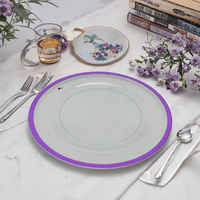 Table de dîner de mariage moderne européen Chargeur d'assiettes à fruits Cercle violet en cristal transparent pour plats de service Assiettes