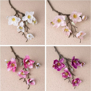 Fleur artificielle en tissu magnolia à longue tige, faite à la main, pour la décoration de table de Pâques, de la fête des mères et de Noël - Product Image 3