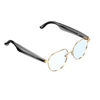 Lunettes Intelligentes W100B Style Affaires avec Traduction IA, Monture Métallique, Étanchéité IPX-5, Contrôle Tactile pour Écouter de la Musique et la Voix