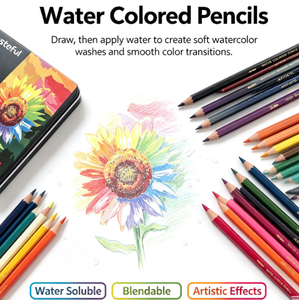 Set di 24 Matite Colorate Solubili in Acqua in Scatola di Latta a Forma di <span class=keywords><strong>Girasole</strong></span> per Bambini, Studenti e Artisti per <span class=keywords><strong>Disegno</strong></span>, Pittura e Colorazione - Product Image 6