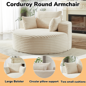 Corduroy Sponge Convertible Compression <b>Sofa</b> Set No Assembly Required Fluffy Modern Sleeper Chair for Living Room Bedroom - Product Image 6