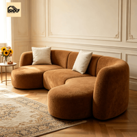 Canapé modulaire incurvé en tissu bouclé de qualité supérieure, canapé d'angle moderne avec structure en bois massif pour salon