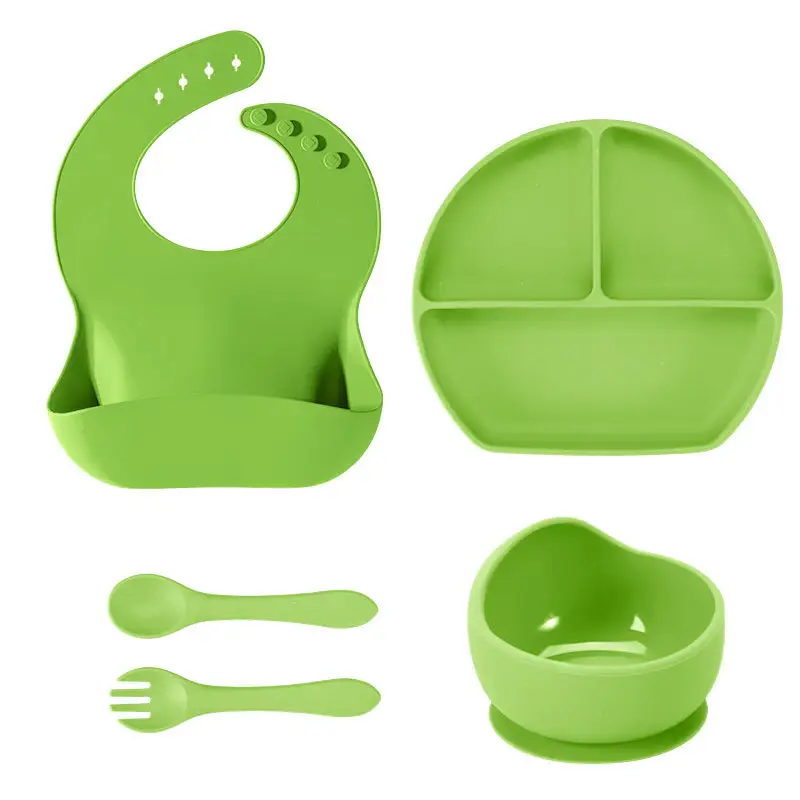 Nouveau bol d'alimentation pour bébé en silicone organique souple sans BPA avec aspiration sans déversement