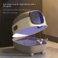 Bac à litière intelligent extra-large en PP, anti-odeur, entièrement fermé, avec désinfection automatique, conception anti-éclaboussures, circulaire