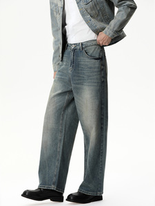 Jeans da Uomo <span class=keywords><strong>Adularia</strong></span> con Chiusura a Bottone Moonstone, Pantaloni in Denim Vestibilità Larga, Pantaloni Luminosi Fornitore - Product Image 2