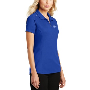 เสื้อโปโลมีซิปสีพื้นสำหรับผู้หญิงเสื้อคอวีทรงพอดีตัวลำลองออกแบบโลโก้ได้ตามต้องการ - Product Image 6