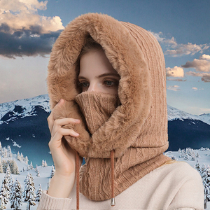 Geehu Outdoor Winter Ski <b>Hat</b> with <b>Warm</b> Scarf Mask Cross-Border Cold-Proof Cap for Adults Digital Printed Common Fabric - Product Image 3