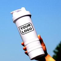 Bouteille shaker personnalisée à 3 compartiments, bouteille shaker personnalisée pour la salle de sport, bouteilles de protéines personnalisées, impression de logo, bouteille en plastique sans BPA, promotion
