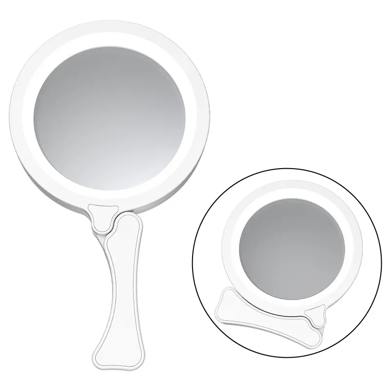 Groothandel Make-Up Cosmetische Spiegel Voor Relatiegeschenk Led Badkamerspiegel Handheld Opvouwbare Glazen Vergrootglas