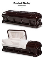 9801 luxueux cercueil en bois d'acajou avec matériel plaqué or et doublure en satin, design européen