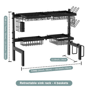 SANIPRO Organizador para el hogar 2 niveles ajustable sobre el fregadero Estantería <span class=keywords><strong>de</strong></span> cocina multifunción Bandeja <span class=keywords><strong>de</strong></span> tazón Estante <span class=keywords><strong>de</strong></span> almacenamiento <span class=keywords><strong>Escurridor</strong></span> <span class=keywords><strong>de</strong></span> <span class=keywords><strong>platos</strong></span> - Product Image 6