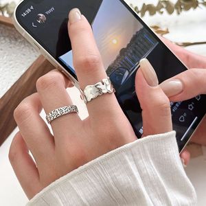 Yinruitai 925 Sterling Silver Irregular Textured <b>Open</b> <b>Ring</b> Women Korean Style Index Finger Jewelry Everyday Wear - Product Image 2