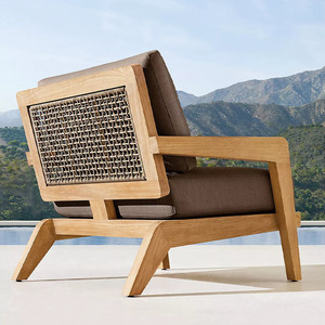 Muebles de exterior, juego de sofá y mesa de centro de madera maciza, sofá Seccional de teca Paito, juego de sofá de jardín de madera de teca - Product Image 4