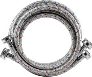 Tuyaux universels américains en acier inoxydable 304 pour lave-linge, 1,8 m, lot de 2, pour usage extérieur et hôtelier, tuyau rayé chaud et froid - Product Image 1