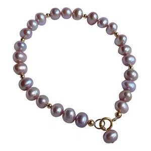 WENCHI <b>14K</b> <b>Gold</b> Natural Freshwater Grape Pink Purple Pearl Bangles & <b>Bracelets</b> 17cm Length 30g - Product Image 2