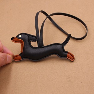 Luxury Dachshund Cartoon Pendant Carabiner <b>Keychain</b> Elegant Pu Leather Puppy Bag Charm Car Pendant Bag Decoration Accessories - Product Image 4
