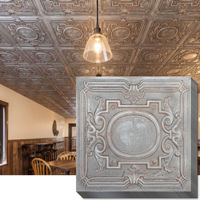 PAINTSDECOR Plaques de plafond décoratives en PVC 2x2 pieds, faux tôle gaufrée, panneaux muraux étanches pour cafés vintage PL15 Fer patiné