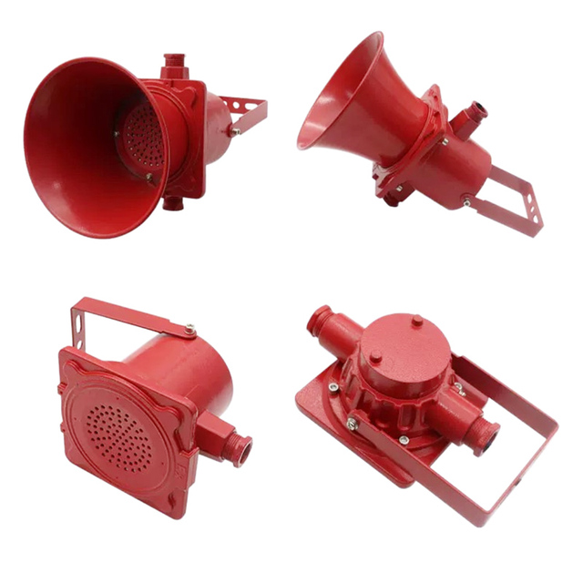 Explosion-Proof Broadcast Fire Alarm Speaker Indoor and Outdoor Wall-Mounted Horn Waterproof Sound Box Red and Gray