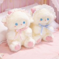 Peluche Mouton Adorable, Jouet en Peluche Doux, Poupée Ovinette Moelleuse avec Nœud Écossais, Cadeau pour Enfants