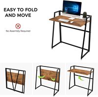 Échantillon GRATUIT - Bureau d'ordinateur pliable moderne pour adolescents, étudiants, dortoirs, bureaux d'étude en bois de teck, bureau pliable facile à plier ou à déplier