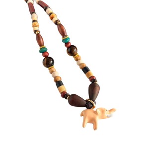 Spring and Summer New Style <b>Brown</b> Tiger's Eye Stone and Wooden Bead String Matched with Orange Pink Three Dimensional - Product Image 1