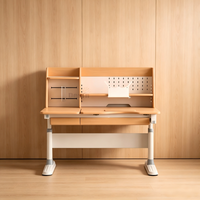 Bureau pour enfants ergonomique moderne en bois de hêtre, réglable en hauteur |   Étagère de rangement de bureau inclinable multi-angles avec grand tiroir pour la maison et le bureau