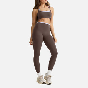 Conjunto Deportivo de Alta Calidad de 2 Piezas para Mujer, Leggings de Doble Cintura, Ropa Deportiva para Fitness y Yoga, Sujetador Deportivo con Escote Redondo Doble, Conjuntos para Gimnasio - Product Image 1