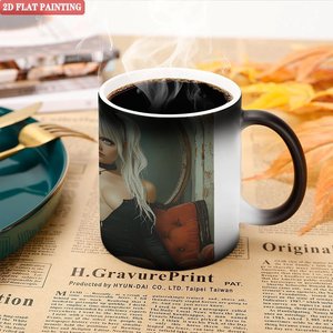 Frosted Black 11oz <b>Ceramic</b> <b>Mug</b> Heat Color Changing Cup With 2D Flat Painting Design - Product Image 5