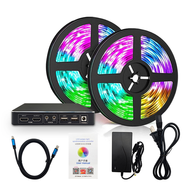 TV LED Backlight Without Camera WiFi TV LED Strip Lights With HDMI Sync Box, Game Bedroom Decor RGBIC TV Lighting With Music