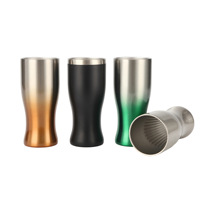 Mug à bière en acier inoxydable 304 à double paroi isolé sous vide avec design conique et couvercle à vis anti-chute pour la maison et les voyages