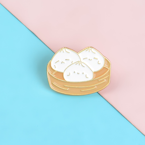 Broche de aleación con diseño de pequeño bollo al vapor de dibujos animados, pin de esmalte suave, precio de fábrica al por mayor, en stock - Product Image 2