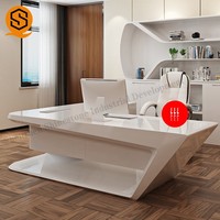Prix usine brillant PDG blanc bureau de direction gestionnaire de mobilier de bureau gris moderne luxe acrylique surface solide bureaux