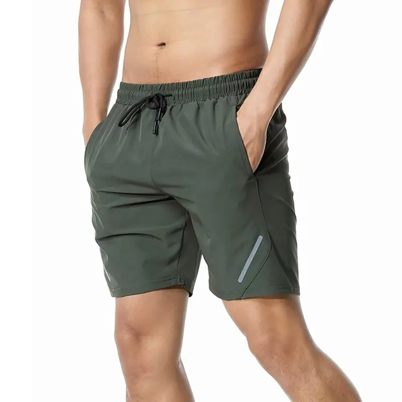 OEM verano hombres 100% poliéster gimnasio desgaste Jogger pantalones cortos con bolsillo entrenamiento secado rápido correr pantalones cortos para hombres/