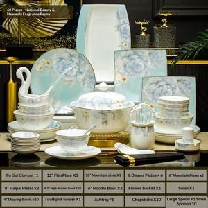 Vaisselle en céramique de Jingdezhen, ensemble de plats nordiques en porcelaine fine, assiettes et bols, cadeau de déménagement, vente en gros - Product Image 6