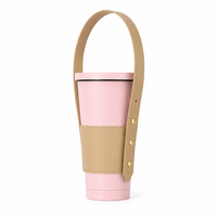 Porte-gobelet en cuir PU durable avec rivets de réglage à 3 positions, poignée détachable, support à café en cuir pour le voyage et le marché