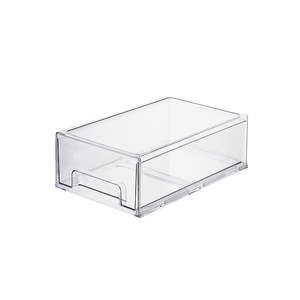 Transparent Acrylic <b>Desk</b> Storage Box <b>Drawer</b> Style Stackable With Lid Large Capacity For Cosmetic And Face Mask Organizers - Product Image 5