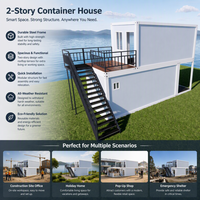 Maison préfabriquée en conteneurs à deux étages, structure en acier modulaire, mini-maison avec terrasse sur le toit, pour maison de vacances et boutique éphémère