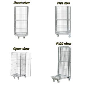 Chariot à <span class=keywords><strong>cage</strong></span> en acier de roulement pliable de logistique industrielle d'approvisionnement d'usine pour le stockage et la protection logistiques d'entrepôt - Product Image 2