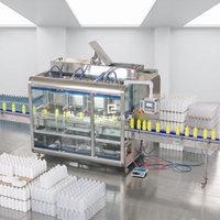 Ligne de remplissage, bouchage, étiquetage et emballage de détergent à piston linéaire avec suivi servo, changement rapide de bouteille, conception anti-goutte précise