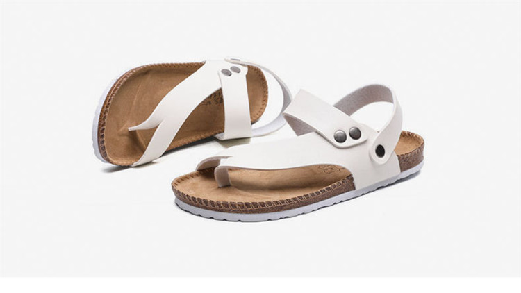 Female Slippers and Sandals Summer Beach Open Toe Slides Cork Slipper Leather Sandals for Men