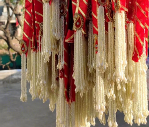 Guirlandes en tissu rayé coloré, décoration bohème pour la maison, pour les mariages, les fêtes, utilisation en intérieur - Product Image 2