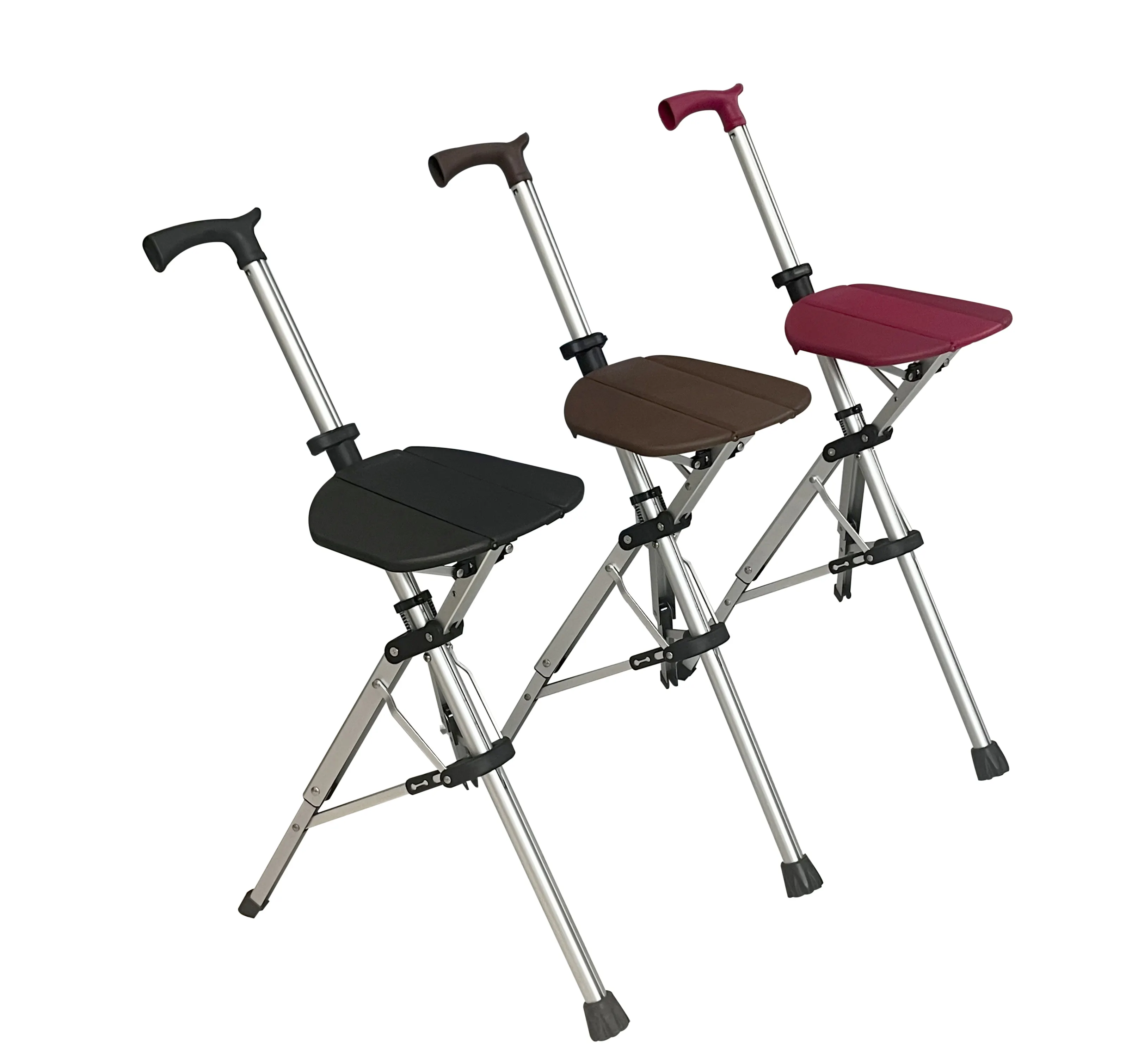 Chaise de béquille pour personnes âgées en alliage d'aluminium portable bâtons de marche pliants canne avec siège