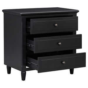 U_STYLE 28'' Painted Nightstand 3 Drawers Smooth Gliding Rails Minimalist <b>Bedside</b> <b>Cabinet</b> Metal Handle - Product Image 6