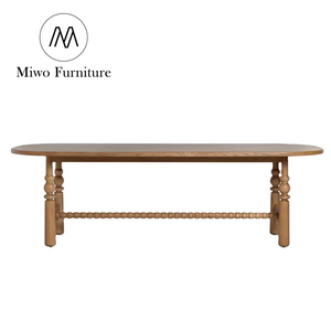 American Country color oscuro restaurante de madera maciza Mesa de comedor Retro Oficina Creativa estudio escritura rectangular Mesa ovalada - Product Image 1