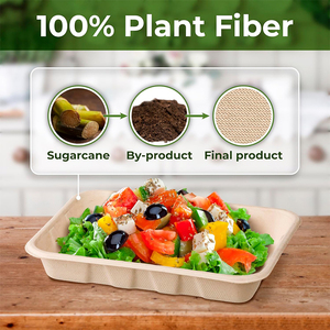 Cao cấp Phân hủy sinh học tái chế giấy bột giấy khay siêu thị <span class=keywords><strong>compostable</strong></span> mía thực phẩm khay dùng một lần Thịt đóng gói khay - Product Image 3