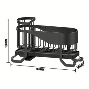 Support d'éponge noir pour évier de cuisine, en acier inoxydable, organisateur de rangement sous évier pour cuisine - Product Image 4