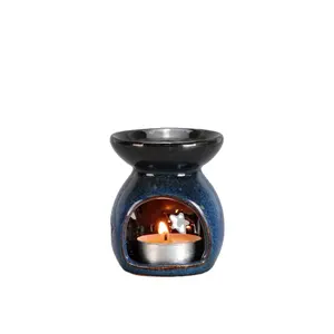 Quemador de aceite de cerámica azul al por mayor, calentador de cera fundido, juegos de calentadores de velas para decoración del hogar de lujo