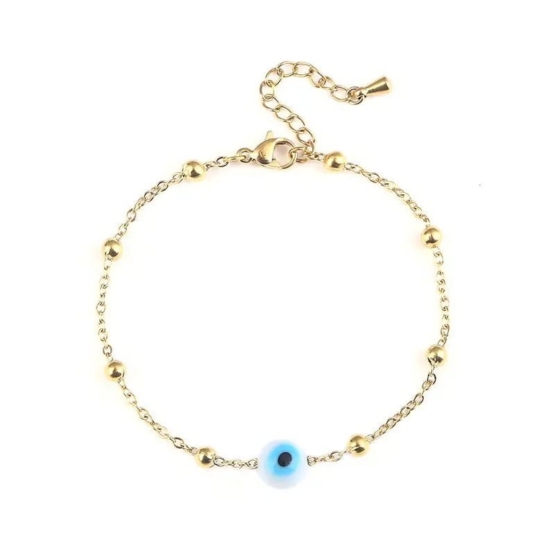 Pulsera דה האוחו נירוסטה חרוזים שרשרת עיני צמיד 18k זהב כחול תורכי עיניים קסם צמידים