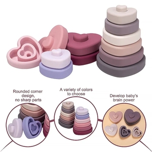 Juego de Bloques de Construcción de Silicona de Grado Alimenticio, 6 Piezas, Sin BPA, Educativo, Apilable en Forma de Corazón, Juguete Sensorial para Niños, Personalizable - Product Image 2